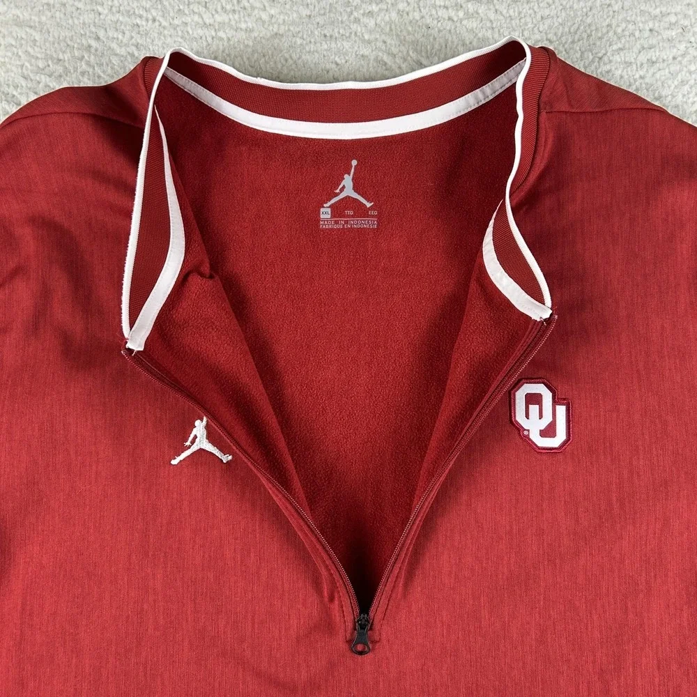 Oklahoma Sooners Sweatshirt Mens 2XL Red NCAA Basketball Jordan 1/4 Zip Pullover